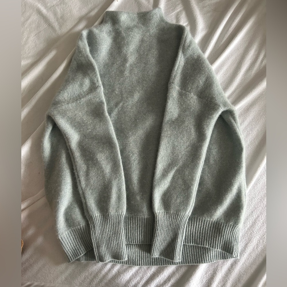 Magaschoni Light Blue Mock Neck Cashmere Sweater